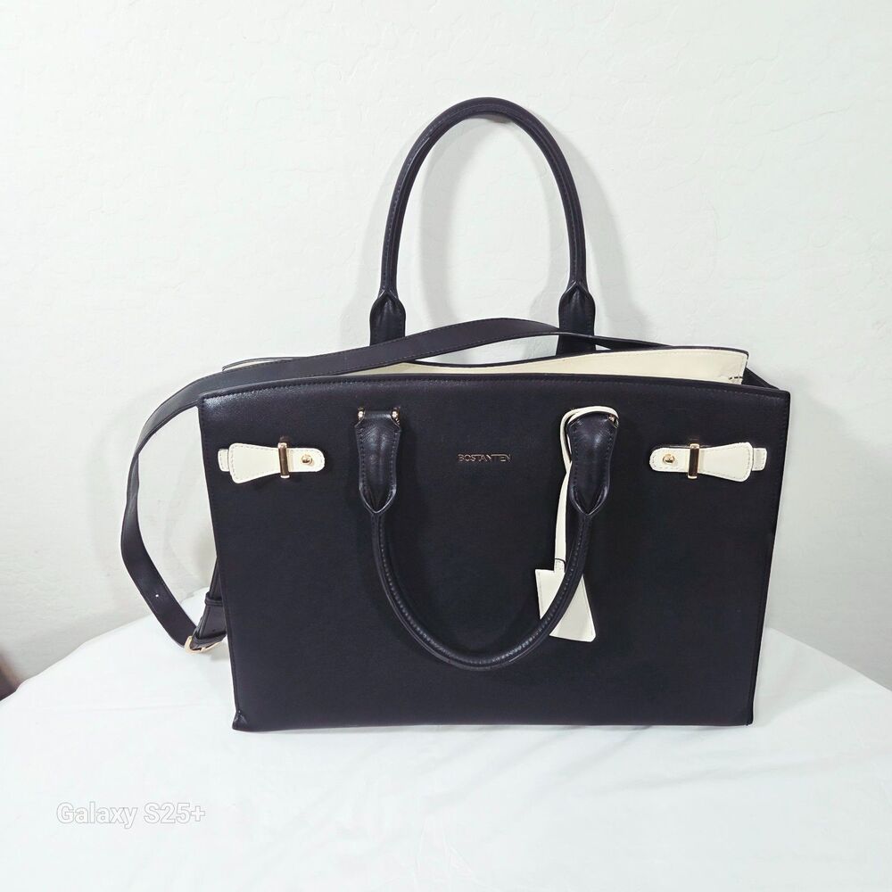 Bostanten Mizuki Women’s Black Leather Laptop Work Briefcase Bag